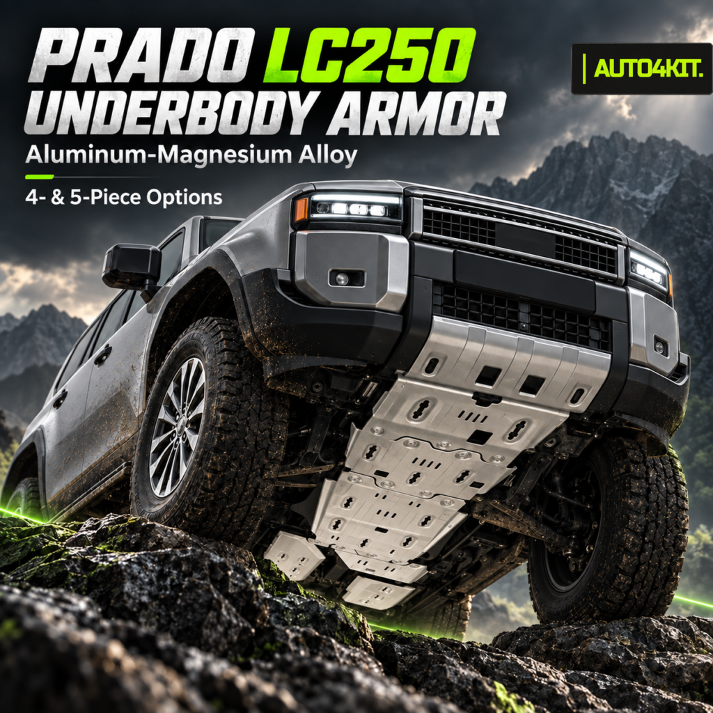 Toyota Prado LC250 shown with underbody skid plates fitted