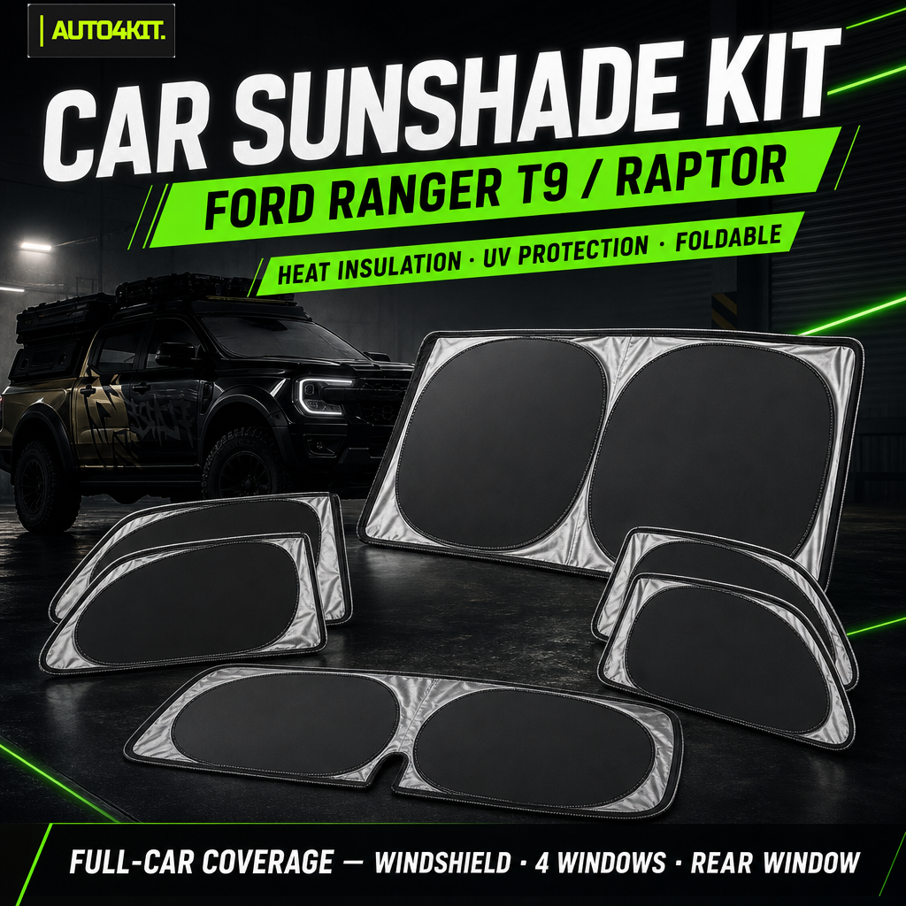Ford Ranger T9 and Ranger Raptor full-vehicle window sunshade overview