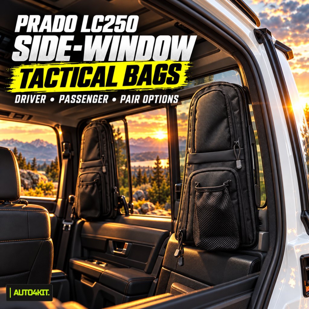 Toyota Prado LC250 second-row side-window tactical bag overview