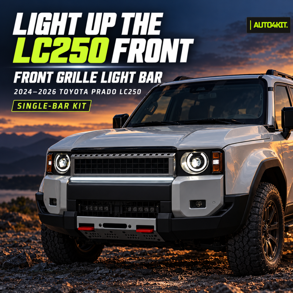 Front grille lighting kit shown on a 2024–2026 Toyota Prado LC250.