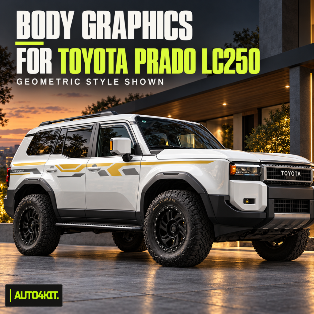 Toyota Prado LC250 shown with body graphic decals.