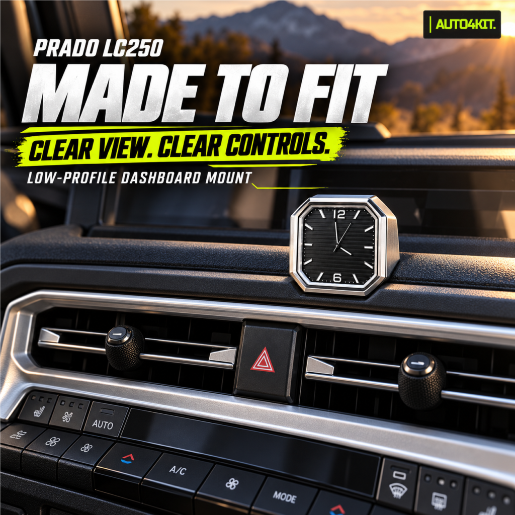 Toyota Prado LC250 dashboard quartz clock installed above the center controls