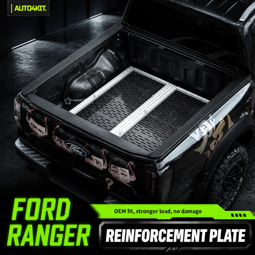 Auto4Kit-branded four-piece Ford Ranger bed-side reinforcement plate set in the supplied main product artwork.