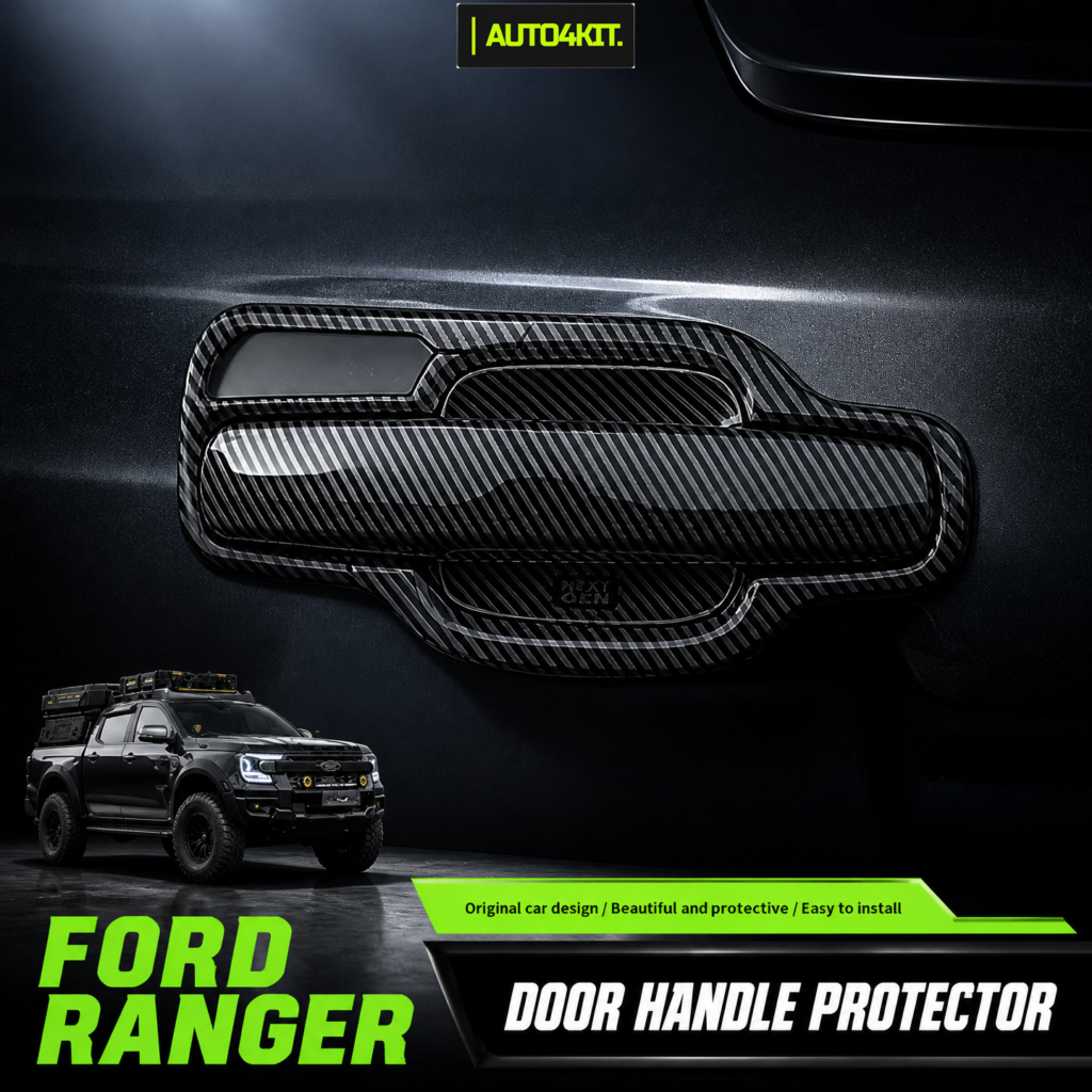 Ford Ranger door handle protector shown in a carbon-fiber pattern style.