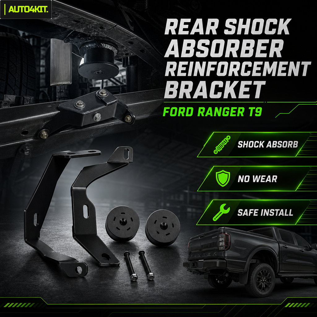 Ford Ranger rear shock reinforcement brackets and optional buffer blocks overview
